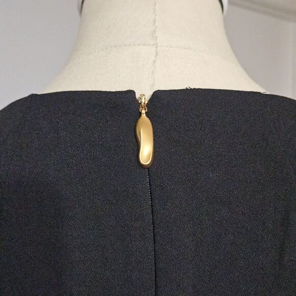 Donna Karan NY  V-neck Cap Sleeves Ruched Black  Sheath Dress Size:12 NWT - Picture 8 of 10